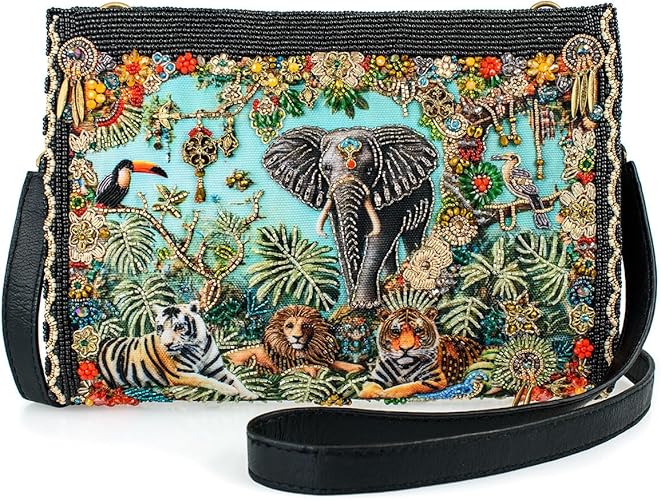 Wild Kingdom Beaded Crossbody Handbag