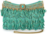 Mary Frances Shimmy Beaded Fringe Clutch Handbag