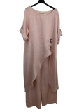 Italian linen, Made in Italy,Linen set with brown buttons