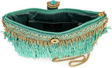 Mary Frances Shimmy Beaded Fringe Clutch Handbag