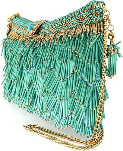 Mary Frances Shimmy Beaded Fringe Clutch Handbag