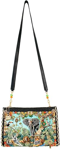 Wild Kingdom Beaded Crossbody Handbag