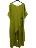 Italian linen, Made in Italy,Linen set with brown buttons
