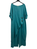 Italian linen, Made in Italy,Linen set with brown buttons