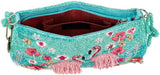 Mary Frances Flirty Flamingos Beaded Crossbody Handbag Clutch Tropical Bird Novelty Purse, Multicolor