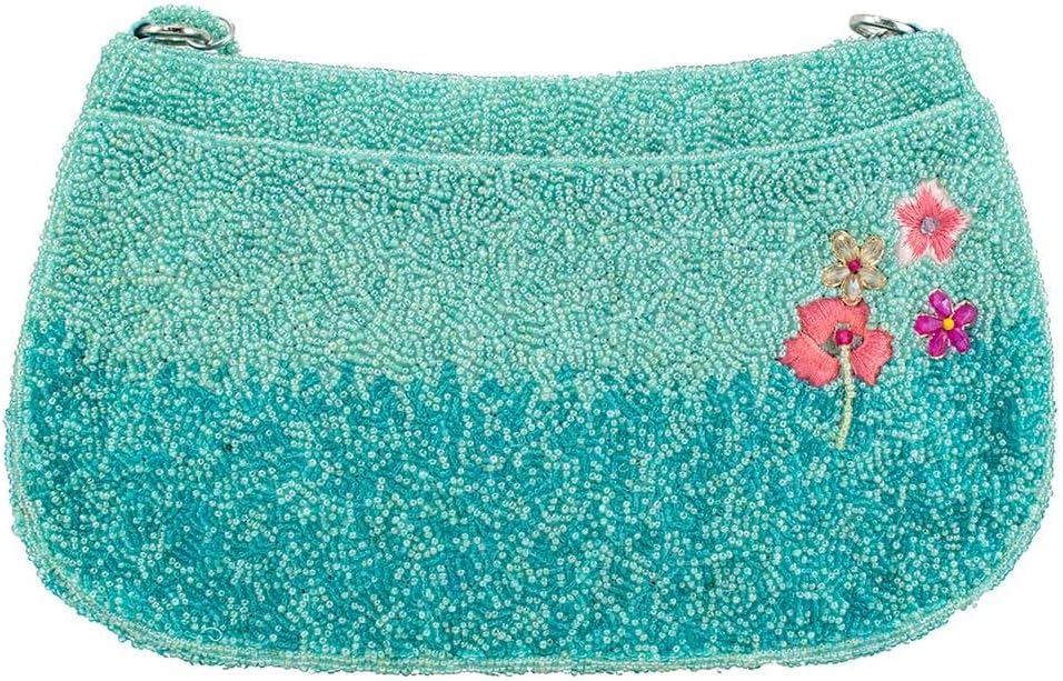 Mary Frances Flirty Flamingos Beaded Crossbody Handbag Clutch Tropical Bird Novelty Purse, Multicolor