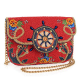 Mary Frances Captain's Helm Beaded Crossbody Clutch Handbag