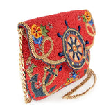 Mary Frances Captain's Helm Beaded Crossbody Clutch Handbag