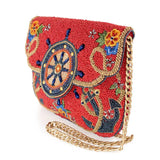 Mary Frances Captain's Helm Beaded Crossbody Clutch Handbag