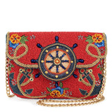 Mary Frances Captain's Helm Beaded Crossbody Clutch Handbag