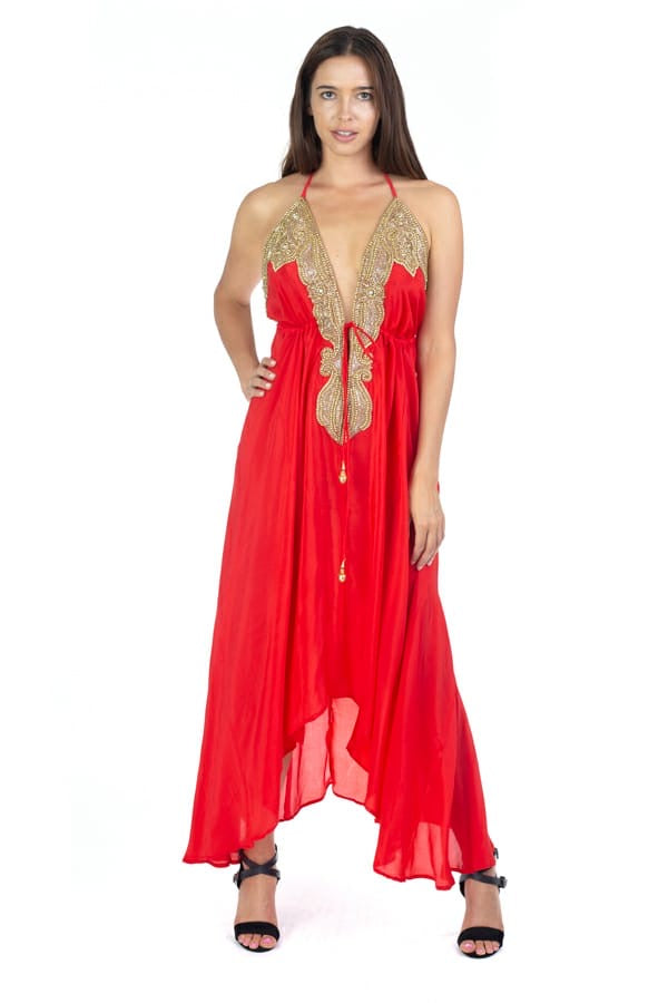 Hand-Beaded Maxi Dress