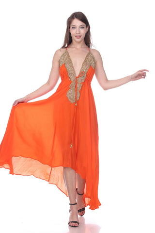 beaded dresses made in india Vintage Ibiza 100% Silk Beaded Dress Made In India Size Medium