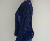 Royal Blue Shredded Leather Jacket