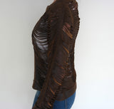 Brown Shredded Leather Jacket