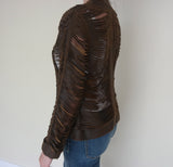 Brown Shredded Leather Jacket