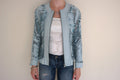 Light Blue Shredded Leather Jacket