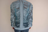 Light Blue Shredded Leather Jacket