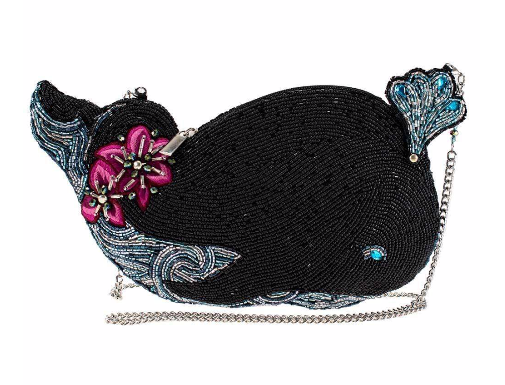 Whale Watching Beaded Whale Crossbody Handbag