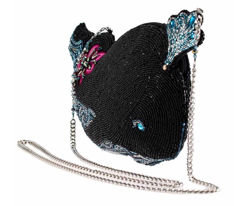 Whale Watching Beaded Whale Crossbody Handbag