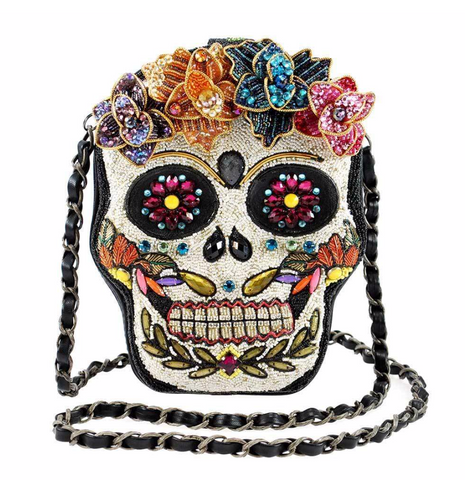 Sugar Rush Beaded Sugar Skull Crossbody Handbag