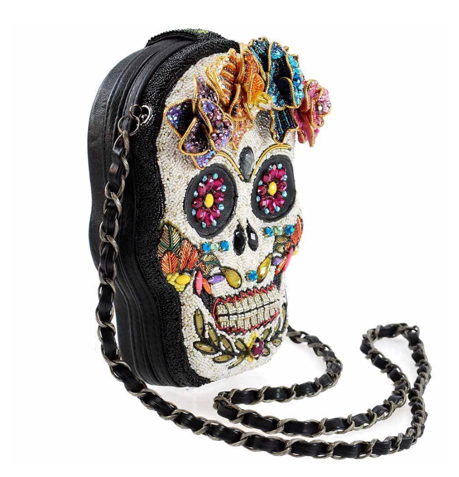 Sugar Rush Beaded Sugar Skull Crossbody Handbag