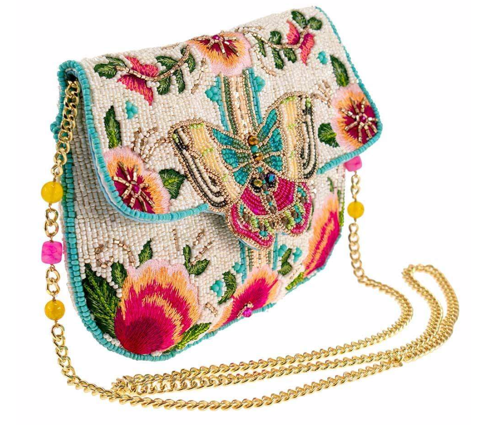 Dream Chaser Beaded Butterfly Crossbody Clutch Handbag