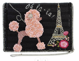 Oh La La Beaded Poodle, Paris Crossbody Clutch Handbag