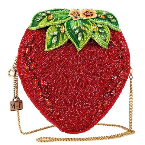 Mary Frances Berry Sweet Strawberry Beaded Crossbody Handbag Red Bag New