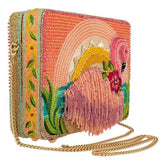 Mary Frances Pink Tropics Beaded Crossbody Flamingo Handbag