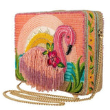 Mary Frances Pink Tropics Beaded Crossbody Flamingo Handbag